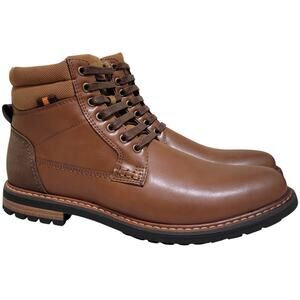 Men's Ankle Combat Boots Size US 8.5M Brown Faux Leather Vance Co Reeves